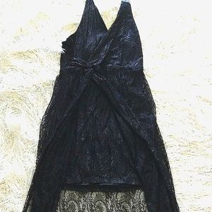 NICKIBIKI HALTER BLACK LACE DRESS
